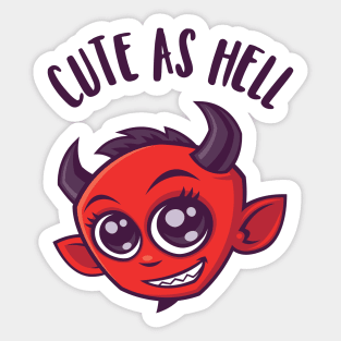 Cute as Hell Devil with Dark Text Sticker